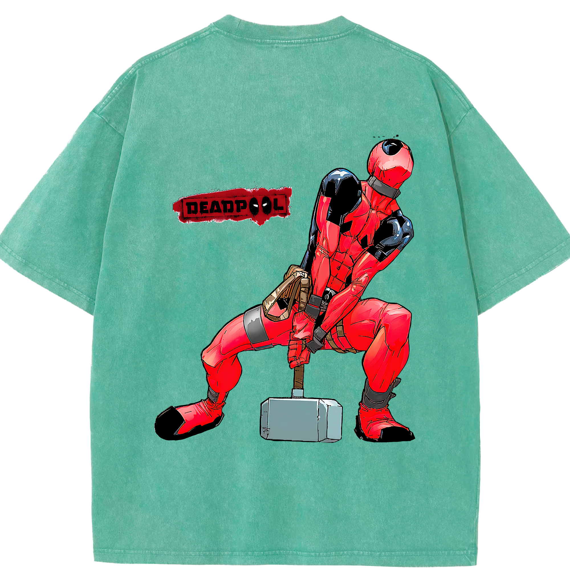 （画像用） Deadpool デッドプール 綿100% ヴィンテージ風 半袖Tシャツ（背面プリント）